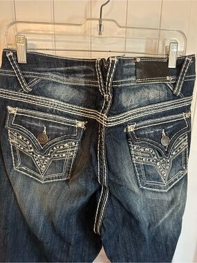 Vigoss Vintage Dark Blue Bootcut Jeans with White Contrast Stitching